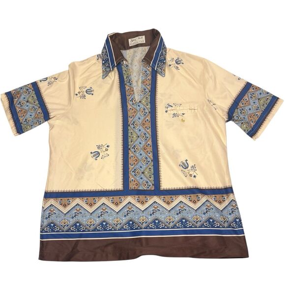 Alan Stuart 70s Retro Shirt Geometric Print Large Vintage Fall Streetwear - Picture 2 of 12